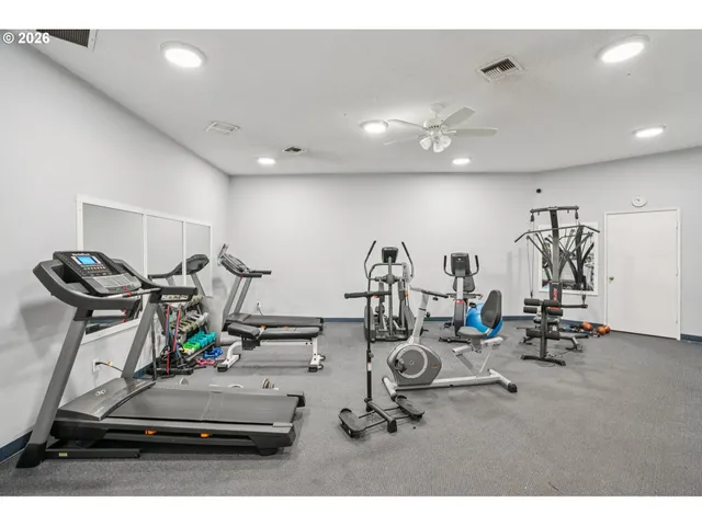 a view of a room with gym equipment