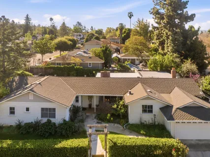 an aerial view of a house