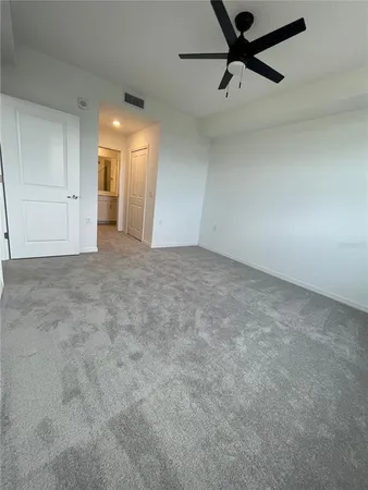 a view of a room with racks on the wall