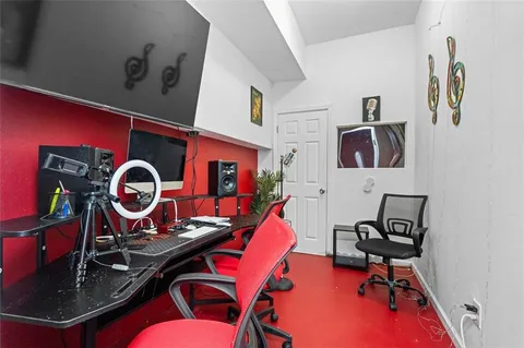 a room with musical instruments