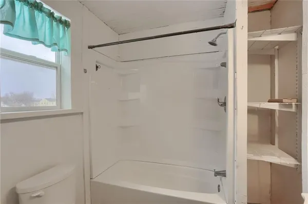 a bathroom with a bathtub