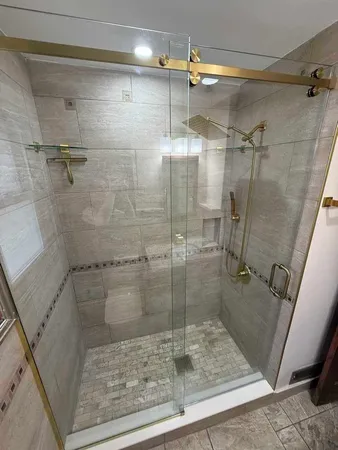 a bathroom with a shower