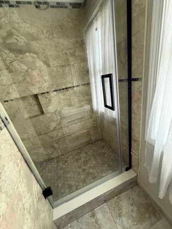 a bathroom with a shower