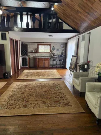 a living room with furniture