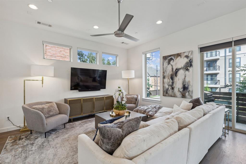 5015 Manett Street, Unit 101 Dallas, TX 75206 - Photo 5 of 25 a living room with furniture and a flat screen tv