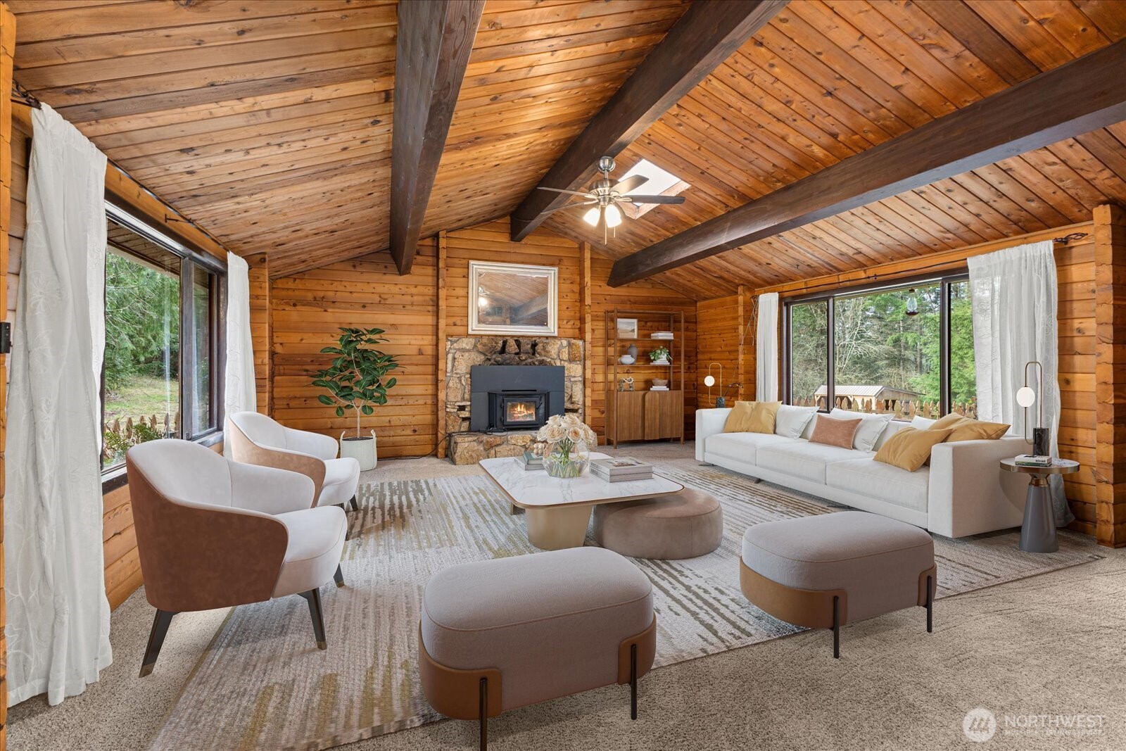 86 North Camano Ridge Road Camano Island, WA 98282 - Photo 1 of 33 a living room with furniture and a large window