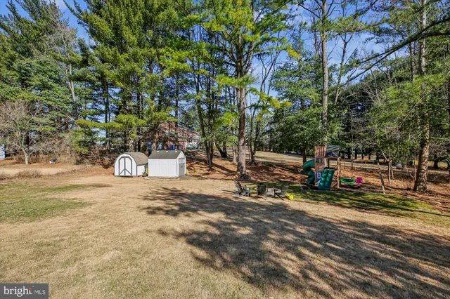 a view of a big yard next to a building