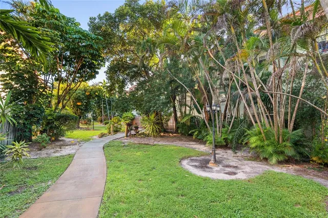 a view of a park with trees