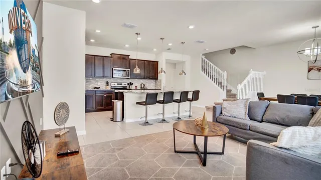 a living room with furniture