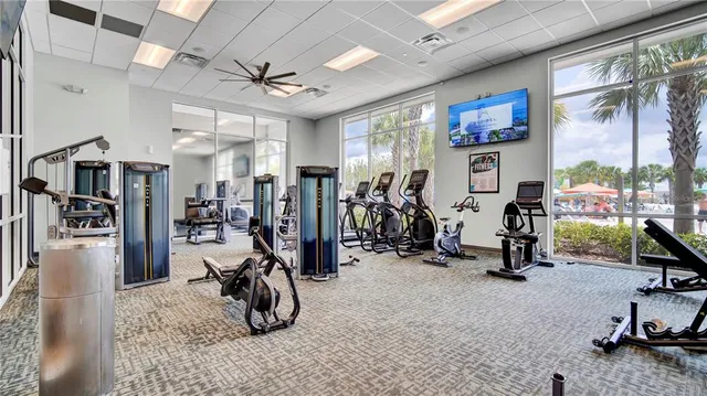 a view of a room with gym equipment