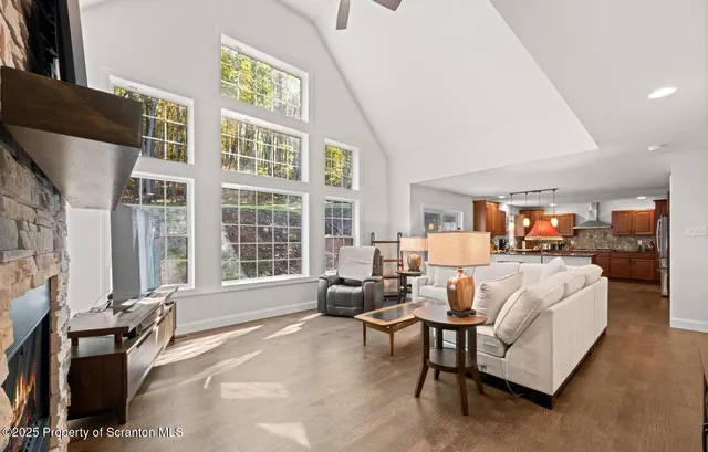 a kitchen with lots of counter top space and sink