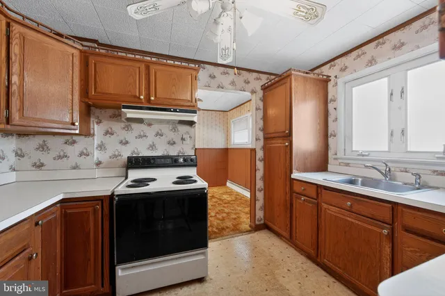 a kitchen with stainless steel appliances a stove a sink and a microwave