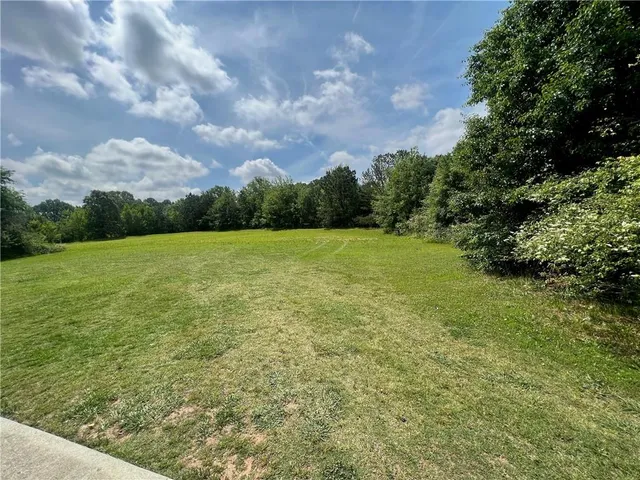 a view of field with trees in the background