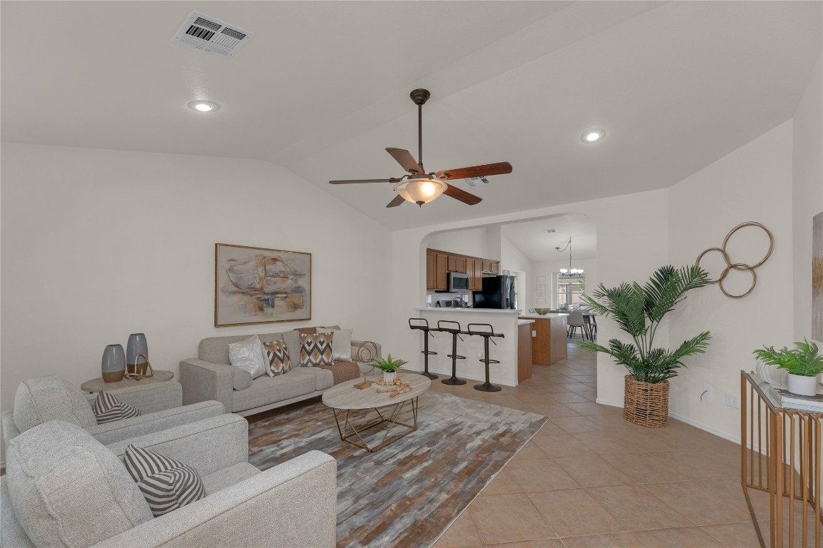 a living room with furniture