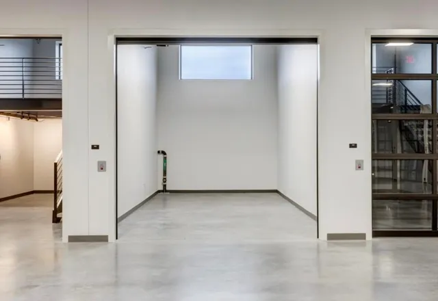 an empty room with windows