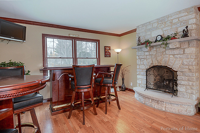 38W194 Pine Road St. Charles, IL 60175 - Photo 9 of 24 a living room with furniture a fireplace and a flat screen tv