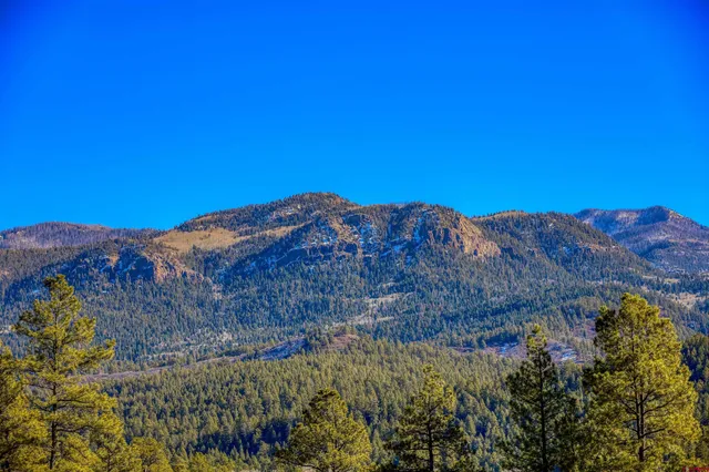 a view of a house with a mountain