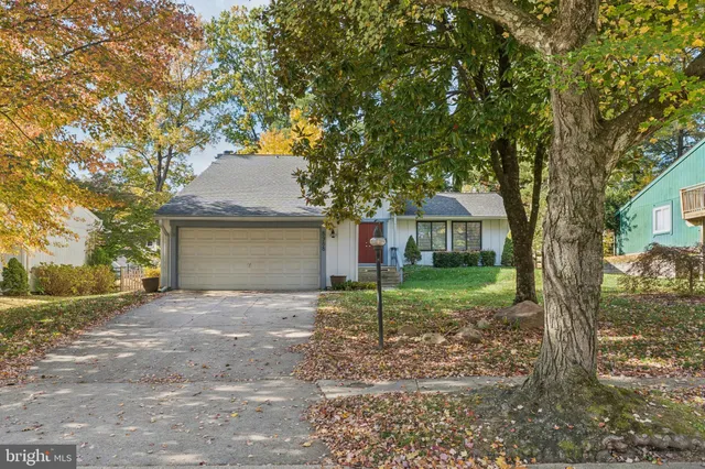 a view of a house with a yard and large tree