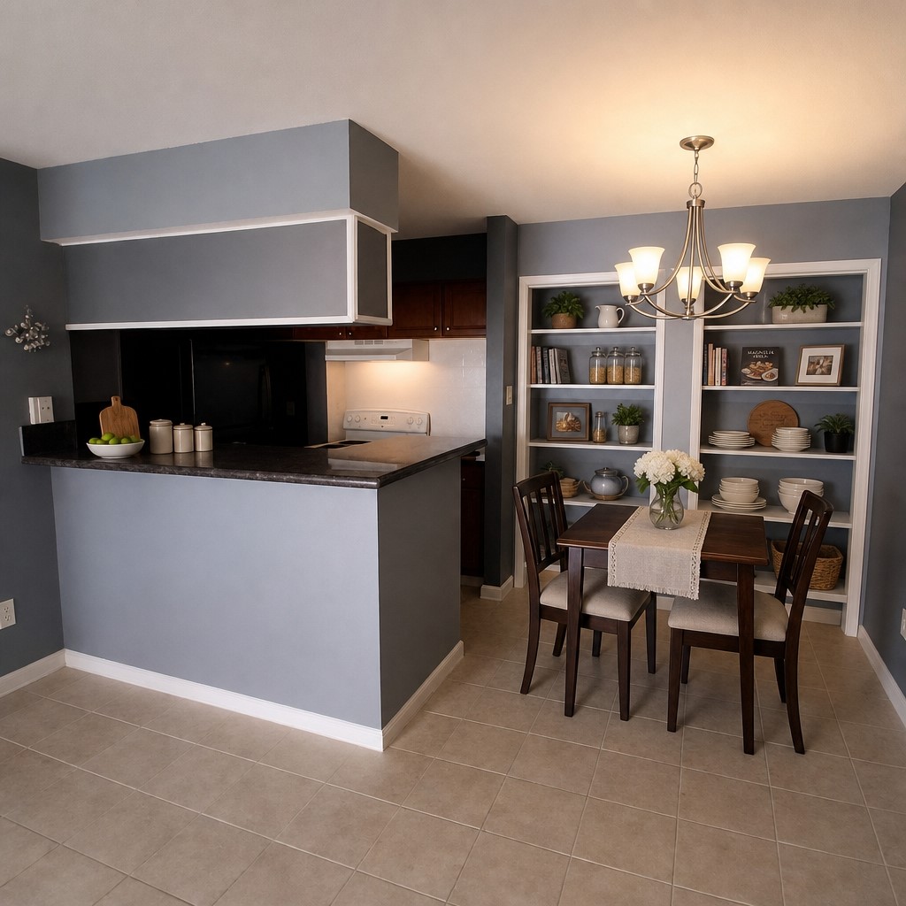 10100 South Gessner Road, Unit 703 Houston, TX 77071 - Photo 3 of 9 Kitchen & Dining Combo Virtually Staged/Enhanced by AI
