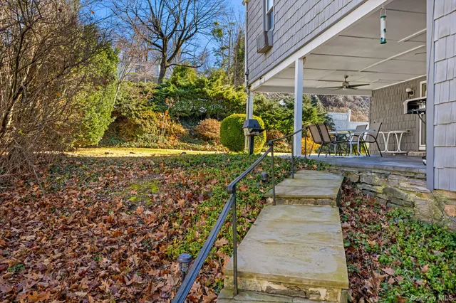 a view of a yard with plants