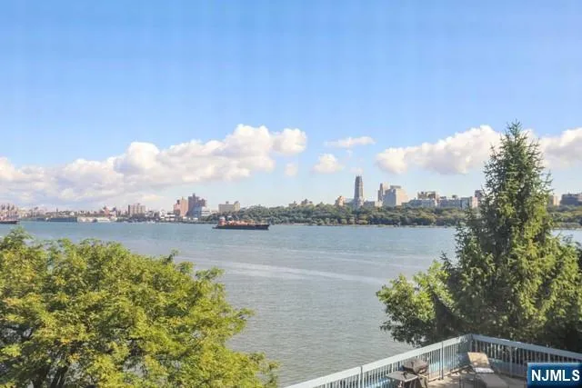a view of a lake with houses in the back