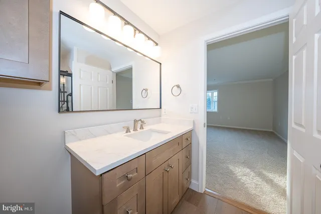 a bathroom with a sink toilet and a mirror