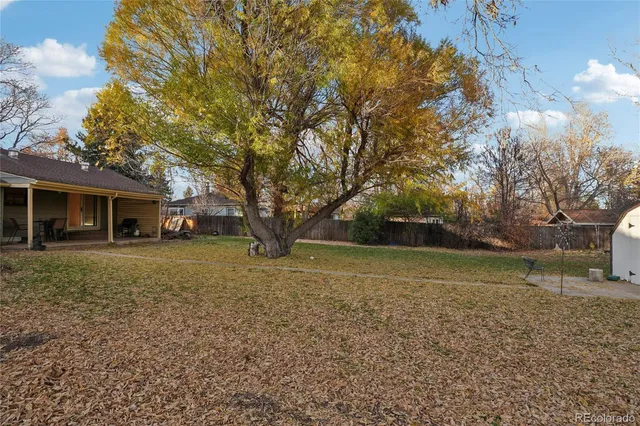 a view of outdoor space with deck and tree