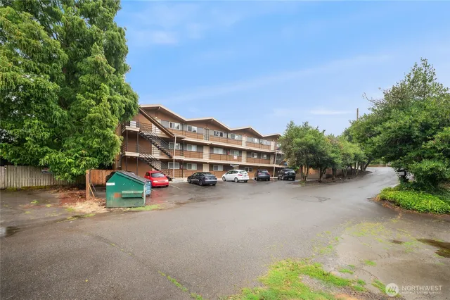 a view of a street with houses
