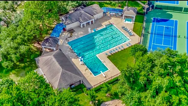 an aerial view of a house