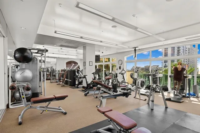 a view of a room with gym equipment