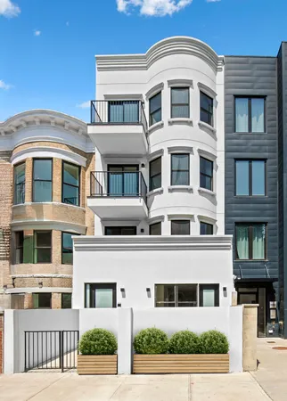 a front view of a residential apartment building