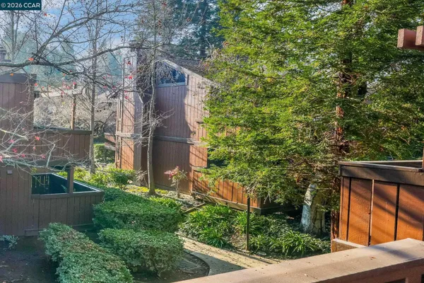 a view of a bench in the patio