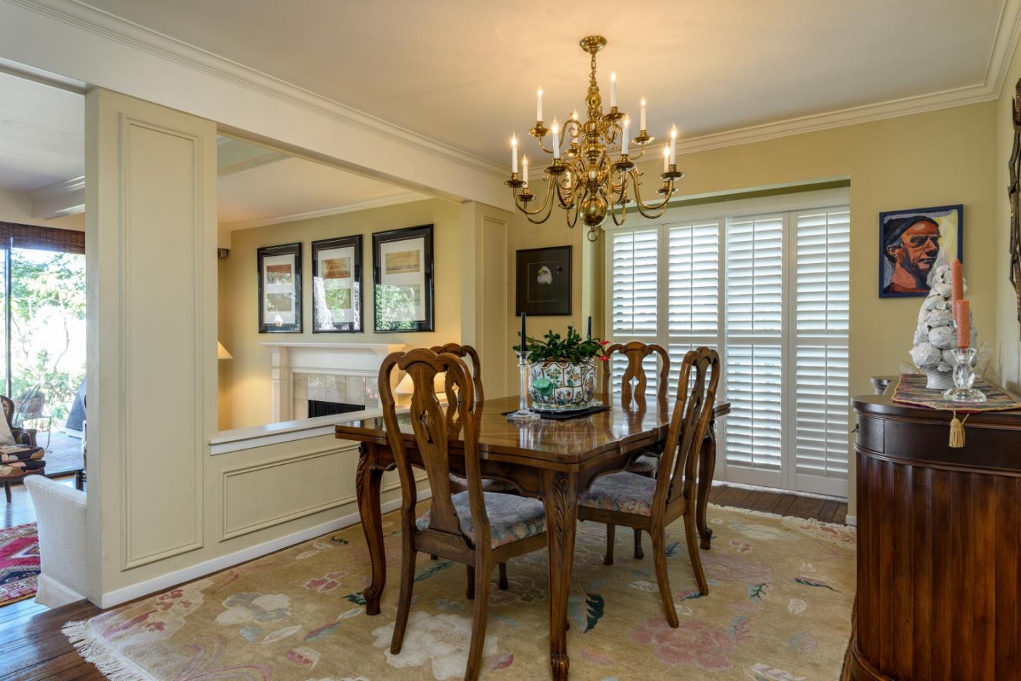 420 Sand Hill Circle Menlo Park, CA 94025 - Photo 8 of 29 a view of a dining room with furniture and chandelier
