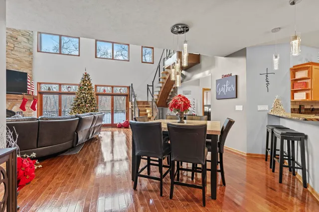 a room with furniture chess board and windows