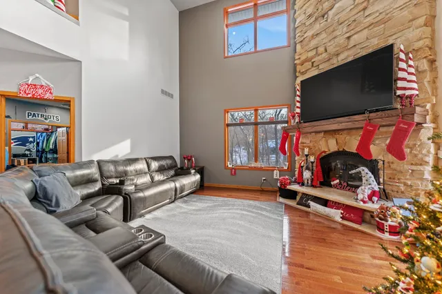 a living room with furniture and a couch