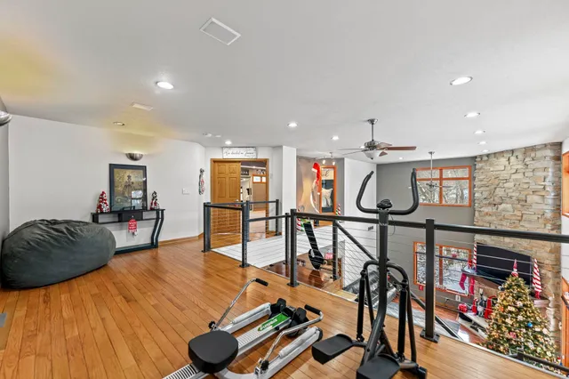 a view of a room with gym equipment