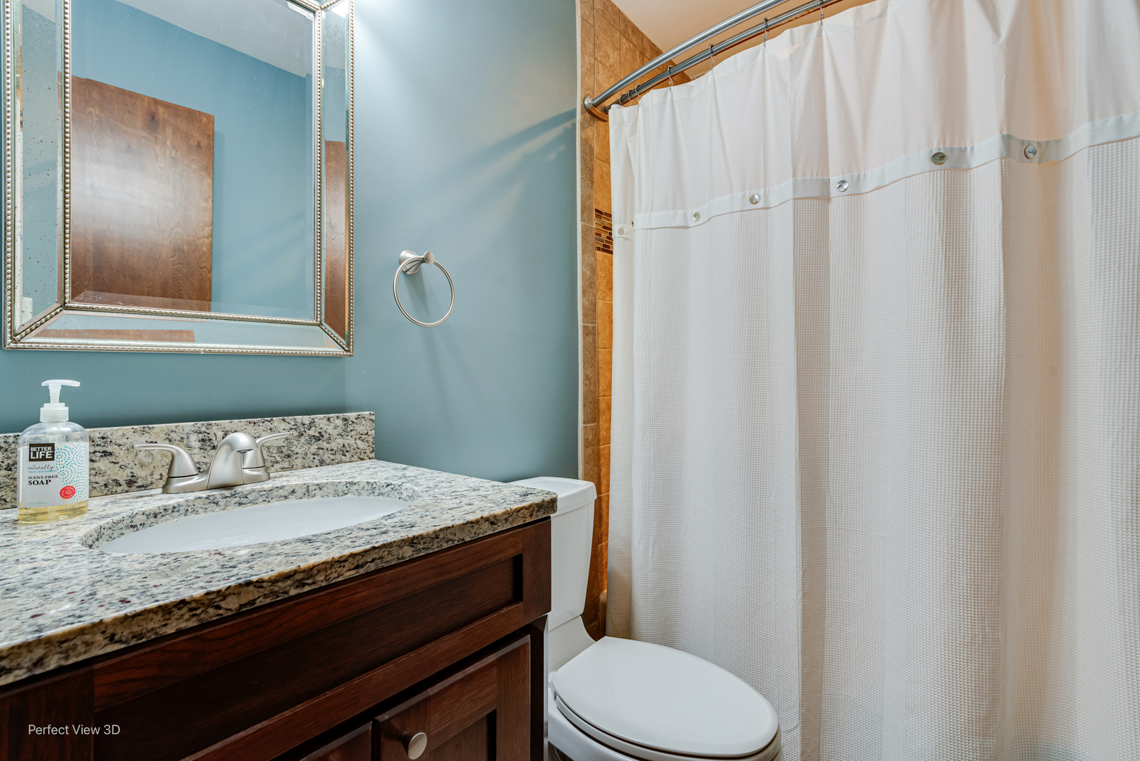800 Charles Street Morris, IL 60450 - Photo 15 of 24 a bathroom with a granite countertop sink and a mirror