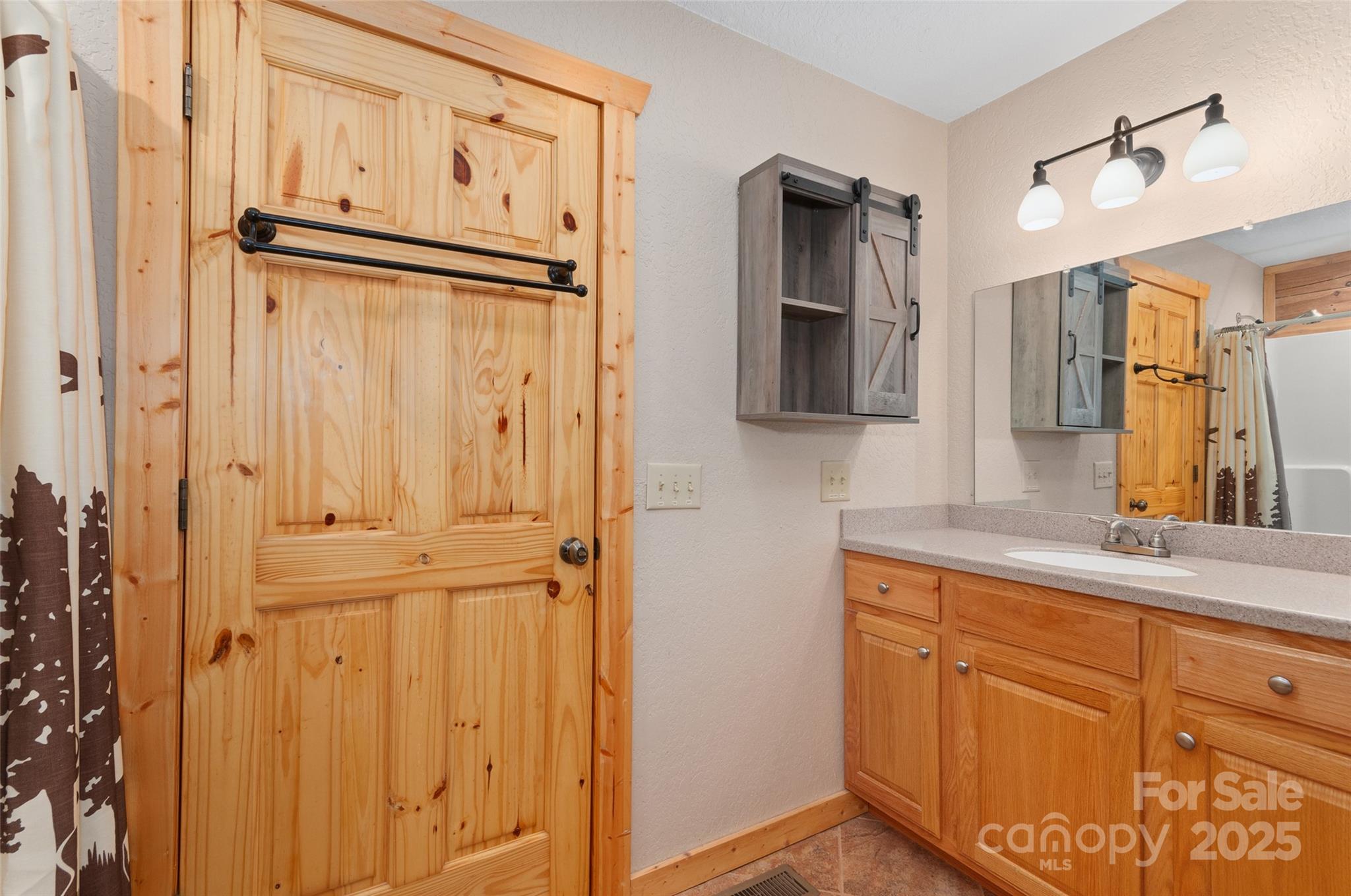 314 Prosperity Ridge Waynesville, NC 28785 - Photo 31 of 48 a bathroom with a granite countertop sink a vanity and a mirror
