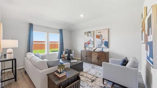 a living room with furniture and a couch