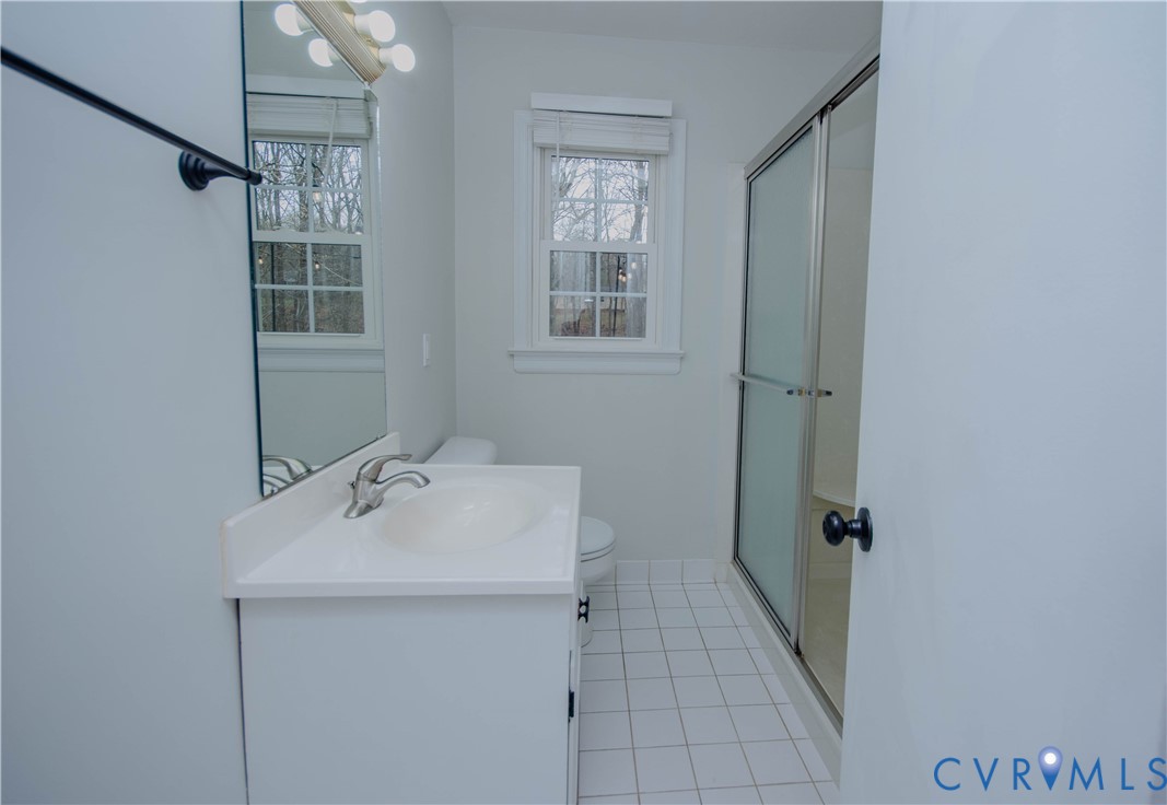 2231 Fall Line Drive Powhatan, VA 23139 - Photo 16 of 23 Bathroom featuring vanity, a shower stall, and lig