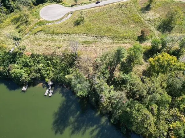 a view of a lake from a yard