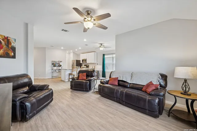 a living room with furniture