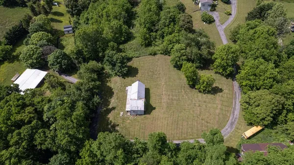 a view of a backyard