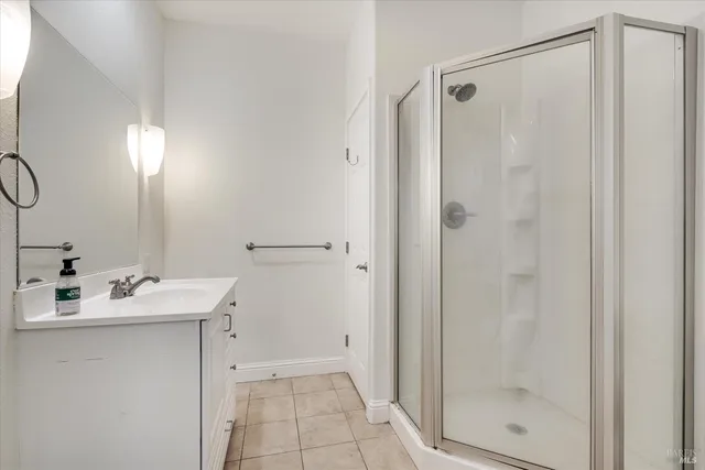 a view of a room that has a window in it