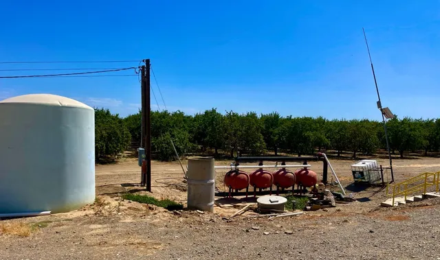 a view of a patio with chair and table