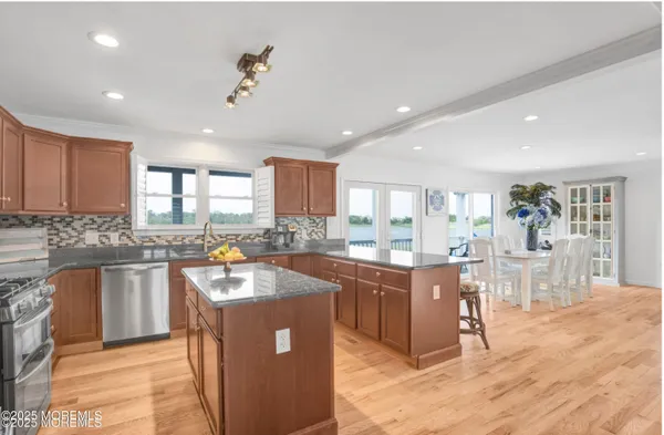 a kitchen with lots of counter top space