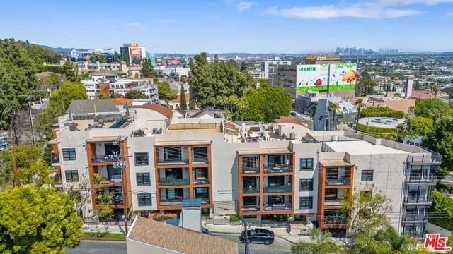 a view of a city that has tall buildings