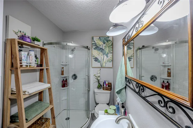 a bathroom with a sink mirror vanity and toilet