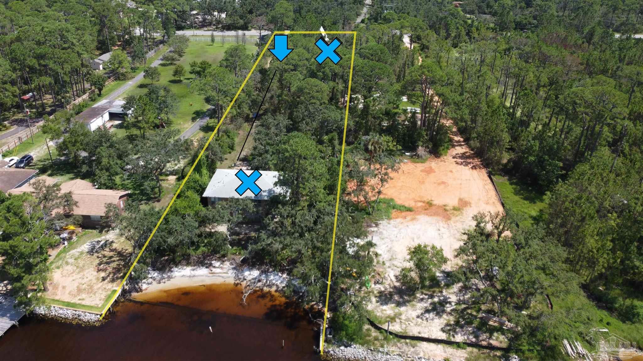 14810 Innerarity Point Road Pensacola, FL 32507 - Photo 4 of 35 arrow shows entrance from Rd to main house