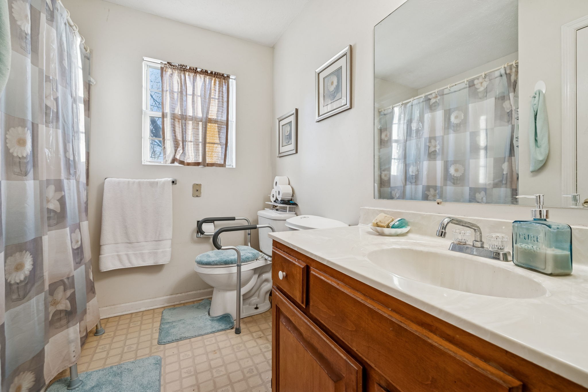 1337 Oaklawn Road Chapmansboro, TN 37035 - Photo 12 of 37 a bathroom with a sink a toilet and a large mirror